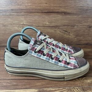 Converse Plaid Low Top Sneakers Y2K Sneakers Women’s Size 6 Brown Shoes